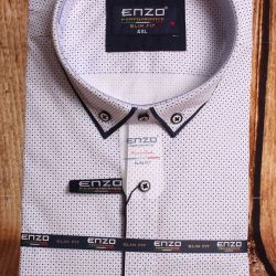 Pánska elastická košeľa s krátkym rukávom ENZO (3544) - biela vzorovaná