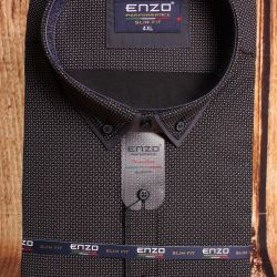 Pánska elastická košeľa s krátkym rukávom ENZO (3544) - čierna vzorovaná