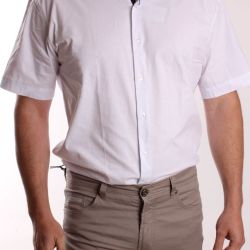 Pánska elastická košeľa s krátkym rukávom ENZO (3565) - biela