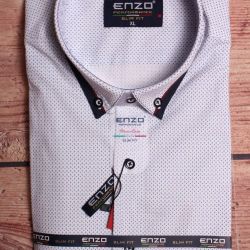 Pánska elastická košeľa s krátkym rukávom ENZO (3611) - biela vzorovaná