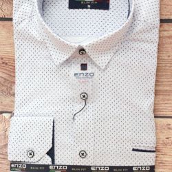 Pánska elastická košeľa vzorovaná ENZO (3450) - biela