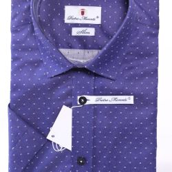 Pánska vzorovaná košeľa s krátkým rukávom PIETRO MONTI SLIM - kráľovská modrá