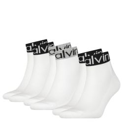CALVIN KLEIN - 3PACK CK biele quarter ponožky s logom