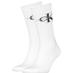 CALVIN KLEIN - CK jeans rib white pánske ponožky s logom