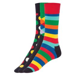 Happy Socks Farebné ponožky v darčekovom balení, 3 páry (36/40, bodky/vzor/čierna)