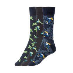 LIVERGY® Pánske ponožky, 3 páry (43/46, čierna/navy modrá/navy modrá)