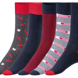 LIVERGY® Pánske ponožky, 5 párov (43/46, vzor/sivá/červená/modrá/biela)