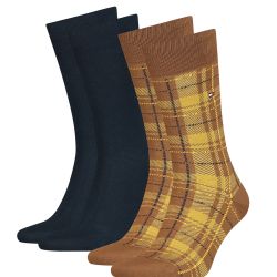 TOMMY HILFIGER - 2PACK tartan dark yellow ponožky
