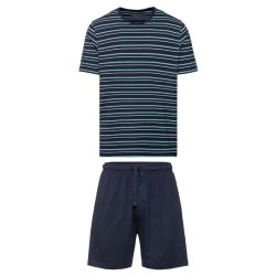 LIVERGY® Pánske krátke pyžamo (L (52/54), mentolová/navy modrá)