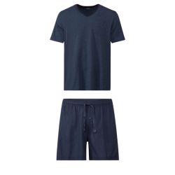 LIVERGY® Pánske krátke pyžamo (L (52/54), navy modrá melanž/navy modrá)