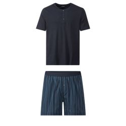 LIVERGY® Pánske krátke pyžamo (S (44/46), navy modrá/pruhy)