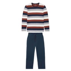 LIVERGY® Pánske pyžamo  (L (52/54), pruhy červená/navy modrá/biela )