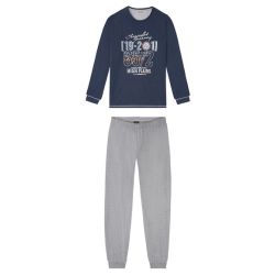LIVERGY® Pánske pyžamo (L (52/54), potlač/modrá/sivá)