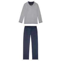 LIVERGY® Pánske pyžamo (L (52/54), sivá/námornícka modrá)