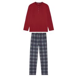 LIVERGY® Pánske pyžamo (S (44/46), károvaná/červená)