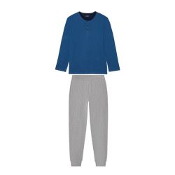 LIVERGY® Pánske pyžamo s dlhým rukávom (L (52/54), pruhy/modrá)