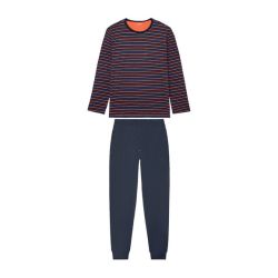 LIVERGY® Pánske pyžamo s dlhým rukávom (M (48/50), pruhy/námornícka modrá)