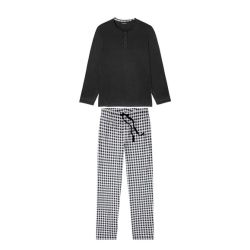 LIVERGY® Pánske pyžamo s dlhým rukávom (S (44/46), vzor/čierna)