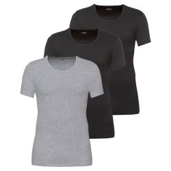 LIVERGY® Pánske tričko z rebrovitej pleteniny, 3 kusy (M, čierna/sivá)