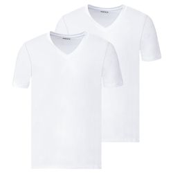 MEXX Pánske tričko Regular Fit, 2 kusy (XXL, biela/výstrih v tvare „V“)