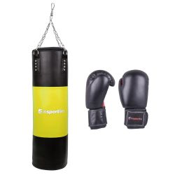 inSPORTline 50-100kg s boxerskými rukavicemi čierno-žltá - 14oz