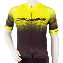 Crussis Cyklistický dres s krátkym rukávom čierna-fluo žltá - 3XL