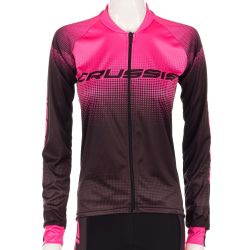 Crussis Dámsky cyklistický dres s dlhým rukávom čierno-ružová - L