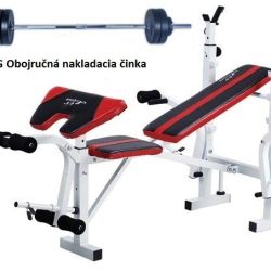 Bench lavička s bicepsovým pultom + 50 kg nakladacia obojručná činka Spartan